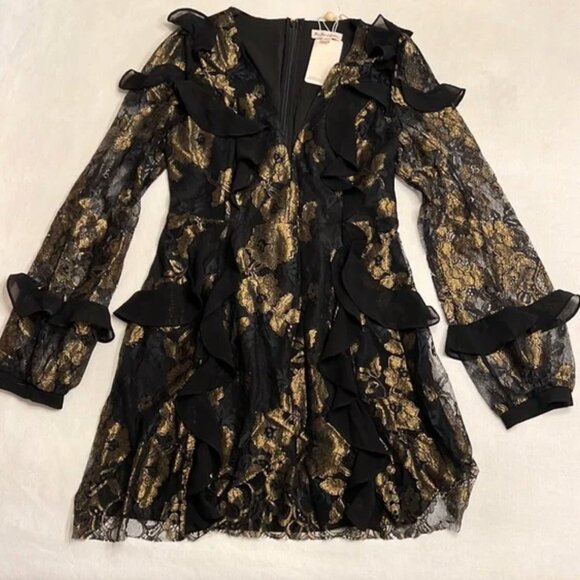 NWT For Love and Lemons Bumble Ruffle Long Sleeve Mini Dress - small - Picture 2 of 5